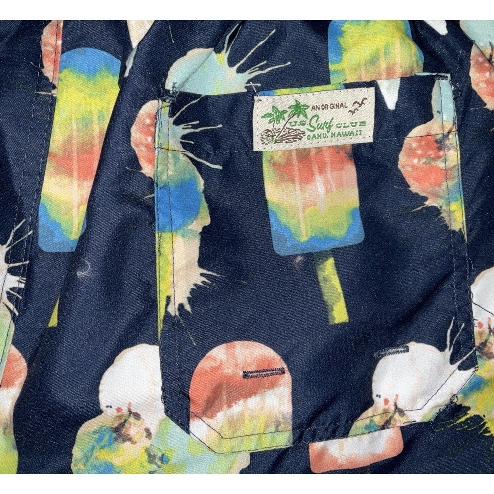 NWT Men's U.S. Surf Club Oahu, Hawaii Ice Cream‎ Cone Lined Swim Trunks - Small - Picture 6 of 7